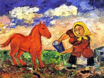 peasant and horse 1910 Russian Oil Paintings